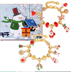 New Christmas Ornaments Children's Gift Box Countdown Calendar Gift Box Advent Golden Bracelet Necklace Blind Box Set