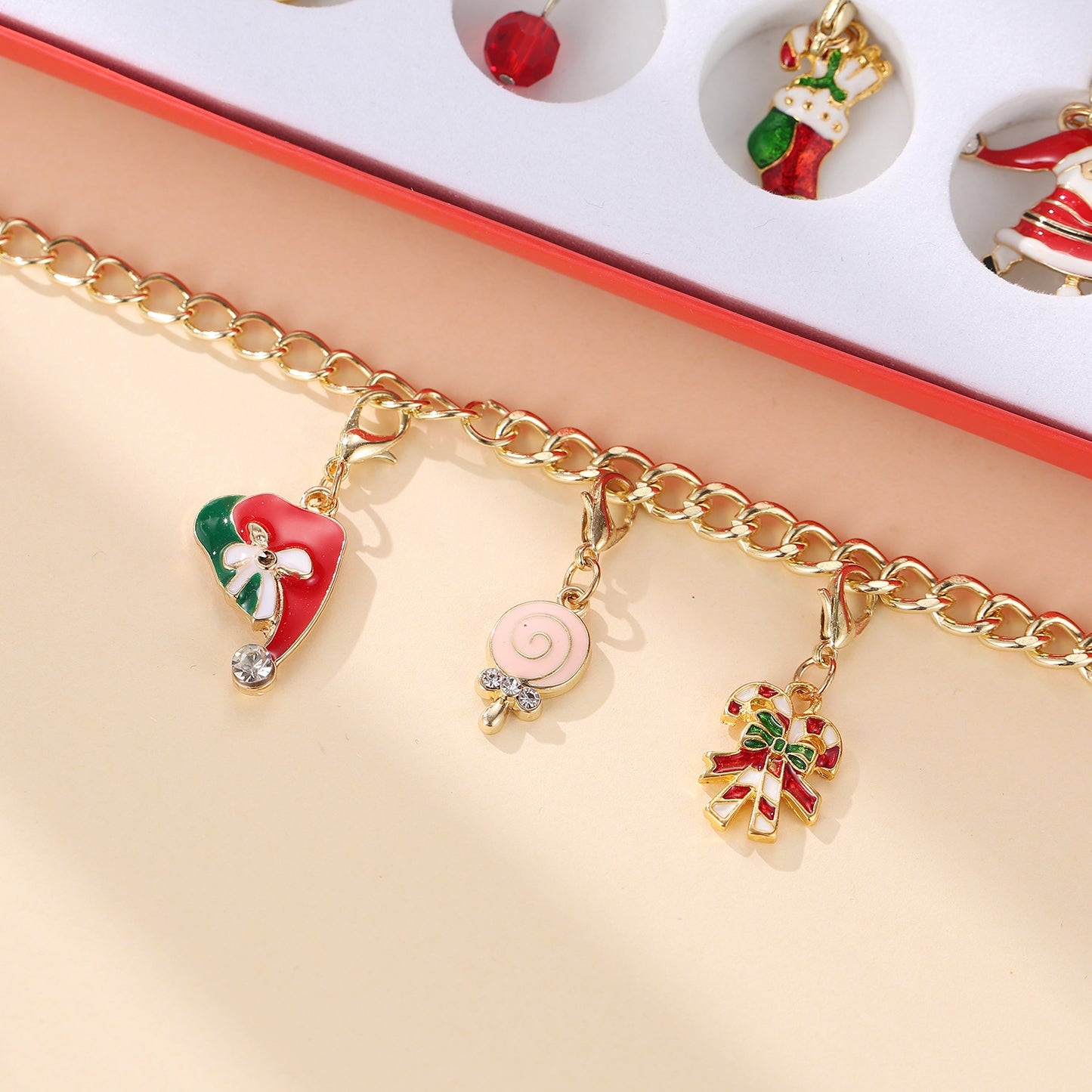 New Christmas Ornaments Children's Gift Box Countdown Calendar Gift Box Advent Golden Bracelet Necklace Blind Box Set