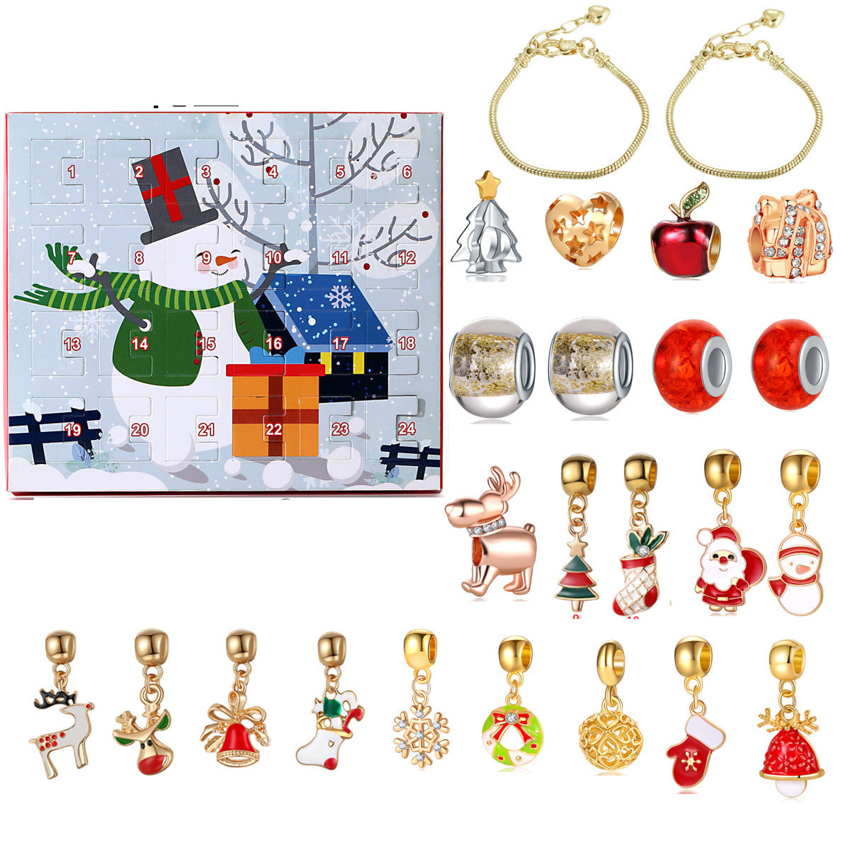 Christmas Ornaments Advent Handbag Bracelet Necklace Beaded Gift Set